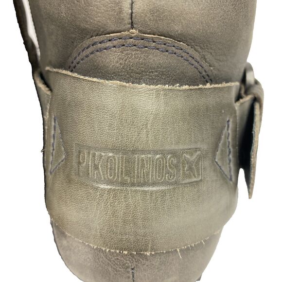 Pikolinos Slouch/Scrunch Ankle Boots-Women 39(US 8.5) Gray Leather-Buckle/Zip-Up - Picture 7 of 14
